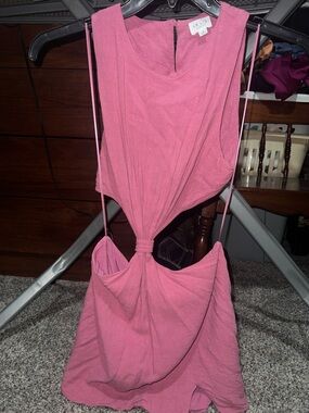 Le Lis Pink Backless Knot Cutout Mini Dress